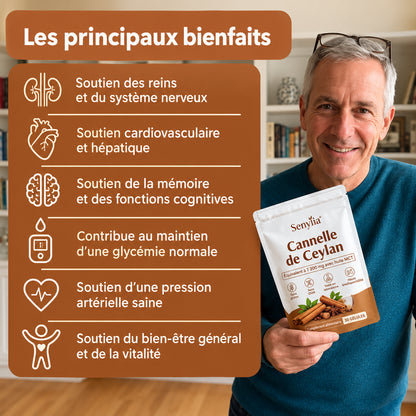 Cannelle de Ceylan – Équivalent à 7 200 mg avec huile MCT